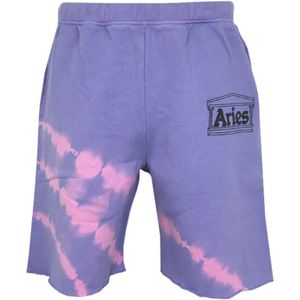 Aries, Korte broeken, Heren, Roze, XL, Katoen, Tie Dye Temple Sweatshorts