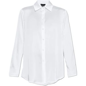 Emporio Armani, Blouses & Shirts, Dames, Wit, XS, Satijn, Satijnen overhemd