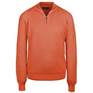 Moorer, Truien, Heren, Oranje, M, Ribgebreide Half Turtleneck Sweater