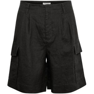 Part Two, Korte broeken, Dames, Zwart, S, Linnen, Cargo-geïnspireerde Zwarte Linnen Shorts