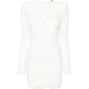 Rotate Birger Christensen, Witte V-hals Lange Mouw Jurk Wit, Dames, Maat:XS