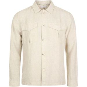 Knowledge Cotton Apparel, Overhemden, Heren, Beige, M, Linnen, Organisch linnen overschrijden met zakken
