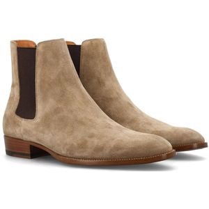 Saint Laurent, Schoenen, Heren, Bruin, 41 1/2 EU, Leer, Chelsea Laarzen Gesloten Neus Cigar