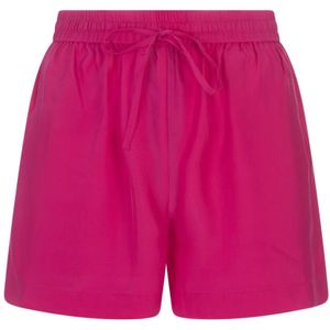 P.a.r.o.s.h., Korte broeken, Dames, Roze, L, Fuchsia Zijden Elastische Taille Shorts