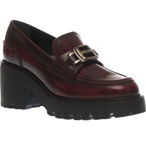 Hogan, Schoenen, Dames, Bruin, 36 EU, Bordeaux Leren Loafers Aw 23