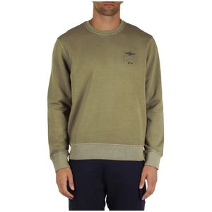 Aeronautica Militare, Sweatshirts & Hoodies, Heren, Groen, M, Katoen, Katoenen ronde hals sweatshirt comfort fit