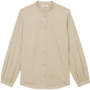 Marc O'Polo, Blouses & Shirts, Dames, Beige, 2Xl, Katoen, Blouse met opstaande kraag