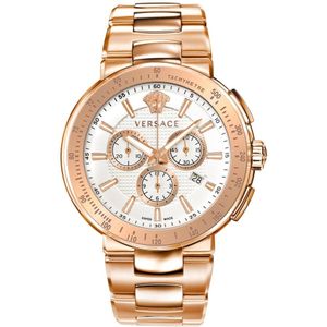 Versace, Mystique Sport Chronograaf Roestvrijstalen Armband Roze, Heren, Maat:ONE Size