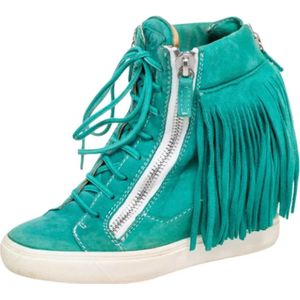 Giuseppe Zanotti Pre-owned, Pre-owned, Dames, Groen, 37 EU, Suède, Pre-owned Suede sneakers