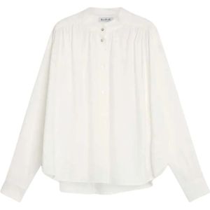 SoSUE, Blouses & Shirts, Dames, Wit, ONE Size, Rayon, Oversized Witte Blouse met Opstaande Kraag