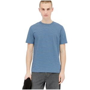 A.p.c., Tops, Heren, Veelkleurig, M, Katoen, Gestreept Crewneck T-shirt in stretch-jersey