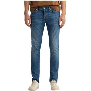 Gant, Extra Slim High Waist Jean Maxen Blauw, Heren, Maat:W33