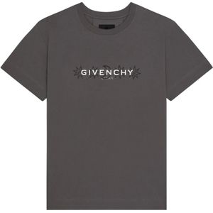 Givenchy, Tops, Heren, Grijs, L, Katoen, Tarot Print Crew Neck T-shirt