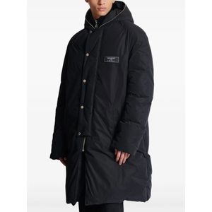 Balmain, Mantels, Heren, Zwart, L, Polyester, Zwarte Parka Jas voor Mannen