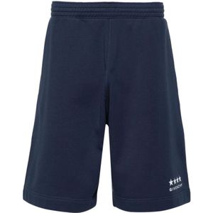 Givenchy, Korte broeken, Heren, Blauw, L, Sportieve Bermuda Shorts met Marine Logo en Sterren