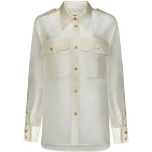 Khaite, Blouses & Shirts, Dames, Wit, M, Witte Zijden Oversized Shirt