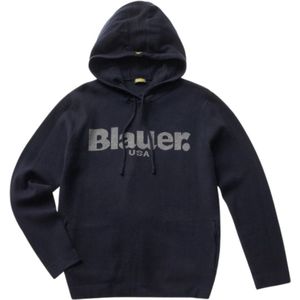 Blauer, Sweatshirts & Hoodies, Heren, Blauw, M, Polyester, Herenhoodie met logo