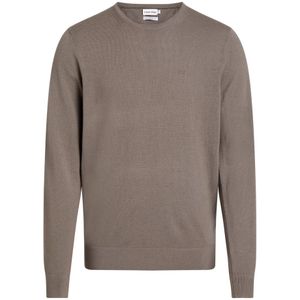 Calvin Klein, Merino Wol Crew Neck Sweater Beige, Heren, Maat:L