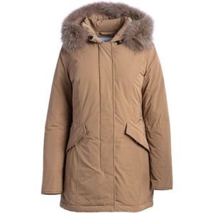 Woolrich, Casual-Sportieve Winddichte Jassen Bruin, Dames, Maat:L