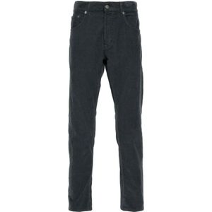 Dondup, Broeken, Heren, Grijs, W31, Katoen, Donkergrijze Corduroy Slim-Fit Broek