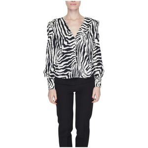 Only, Blouses & Shirts, Dames, Veelkleurig, S, Polyester, Luipaardprint V-hals Blouse