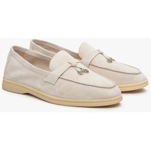 Estro, Schoenen, Dames, Beige, 38 EU, Dames Crème Beige Kwast Loafers gemaakt van Velours Er 00114716