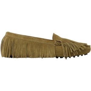 Scarosso, Tijdloze Elegantie: Maya Groen Suède Loafers Groen, Dames, Maat:42 EU