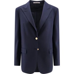 Tagliatore, Blauwe Blazer met Peak Revers Blauw, Dames, Maat:S