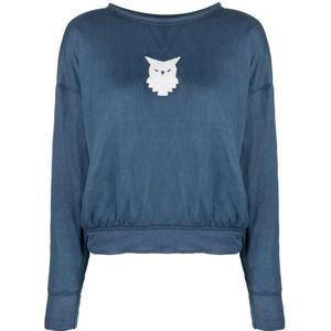 Maison Margiela, Sweatshirts & Hoodies, Dames, Blauw, L, Katoen, Uil Motief Sweater