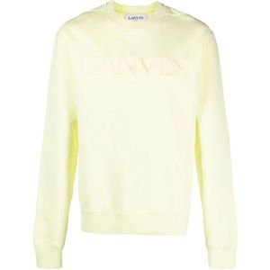 Lanvin, Pullover met Ronde Hals Geel, Heren, Maat:L