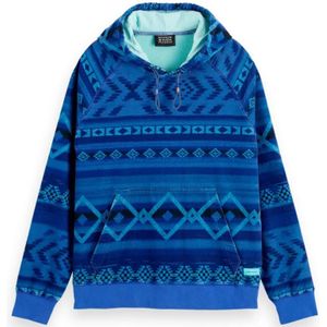 Scotch & Soda, Sweatshirts & Hoodies, Heren, Blauw, S, Katoen, Velours Geribbelde Katoenen Sweatshirt