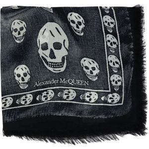 Alexander McQueen, Accessoires, Heren, Zwart, ONE Size, Zwart Skull Print Sjaal