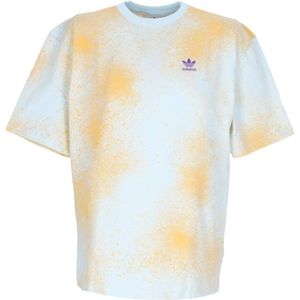 Adidas, Tops, Dames, Veelkleurig, L, Katoen, Blauw Oranje Dames T-shirt Zachte pasvorm