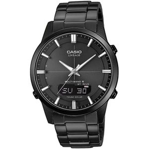 Casio, Accessoires, Heren, Zwart, ONE Size, Stalen Quartz Horloge, Zwarte Kast Band
