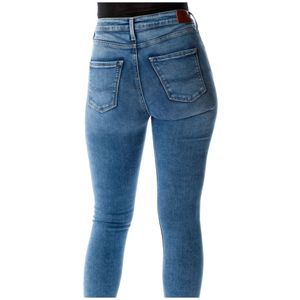 Pepe Jeans, Jeans, Dames, Blauw, W25 L32, Leer, High Waist Skinny Fit Jeans