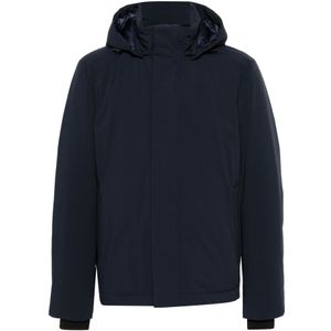 Woolrich, Jassen, Heren, Blauw, XL, Blauwe Stretch Jas