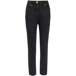 Balmain, Jeans, Dames, Zwart, S, Denim, Slim-fit denim jeans met klassieke zakken
