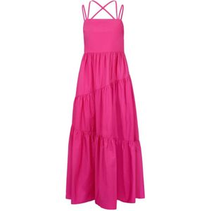 Hugo Boss, Kleedjes, Dames, Roze, M, Katoen, Kruisband Katoenen Maxi Jurk in Fuchsia