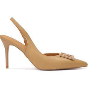 Kazar, Schoenen, Dames, Beige, 41 EU, Leer, Leren pumps met open hiel