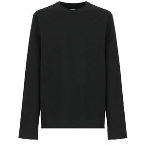 Jil Sander, Sweatshirts & Hoodies, Heren, Zwart, M, Katoen, Zwarte katoenen T-shirt met lange mouwen