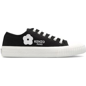 Kenzo, Schoenen, Dames, Zwart, 36 EU, Katoen, Sneakers met logo