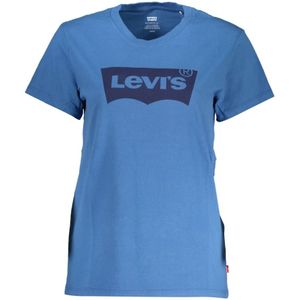 Levi's, Tops, Heren, Blauw, M, Katoen, Blauwe Katoenen Tops T-Shirt met Print