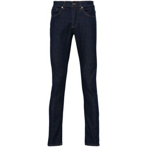 Dondup, Blauwe raw denim jeans met contraststiksels Blauw, Heren, Maat:W38