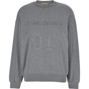 Semicouture, Sweatshirts & Hoodies, Dames, Grijs, M, Katoen, Grijze Crewneck Sweatshirt met Logo Print