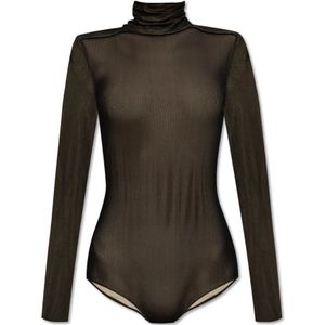 Maison Margiela, Tweelaagse bodysuit Zwart, Dames, Maat:2XS