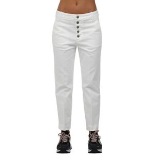 Dondup, Nima Gabardine Broek met Knopen Beige, Dames, Maat:W30