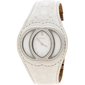Versace Pre-owned, Pre-owned, Dames, Wit, ONE Size, Tweed, Pre-owned Stainless Steel watches