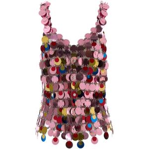 Paco Rabanne, Tops, Dames, Veelkleurig, S, Pailletten, Pailletten Maxi Top in Multicolor