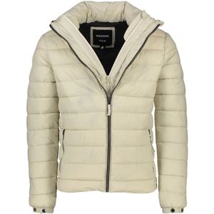 Superdry, Beige Winterjas met Rits Beige, Heren, Maat:L