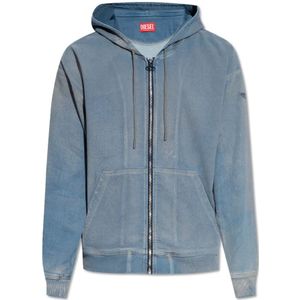 Diesel, Sweatshirts & Hoodies, Heren, Blauw, XL, Katoen, ‘D-Gir-S’ reflective hoodie